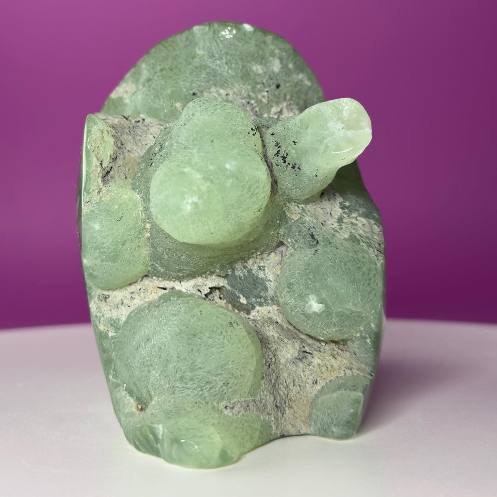 Prehnite Skull with Natural Matrix & Inclusions | Large Crystal Skull