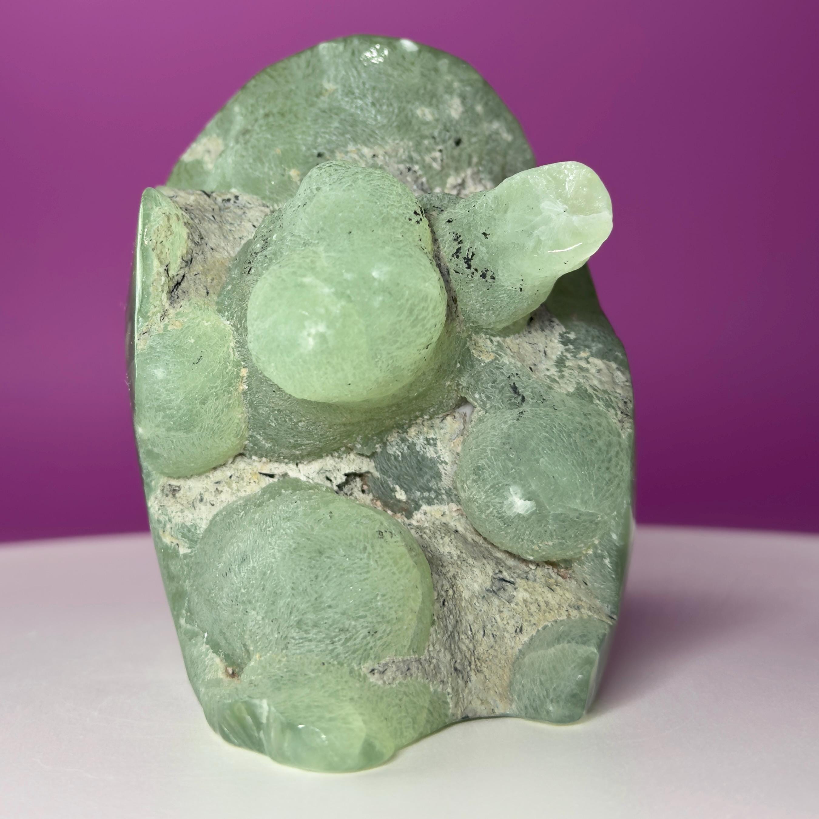 Prehnite Skull with Natural Matrix & Inclusions | Large Crystal Skull