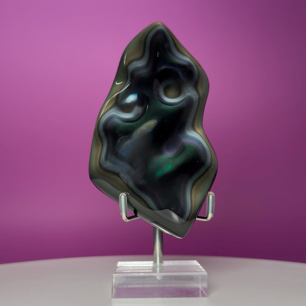 Rainbow Obsidian Free Form with Display Stand | Colorful Banding