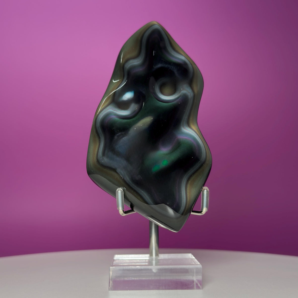 Rainbow Obsidian Free Form with Display Stand | Colorful Banding