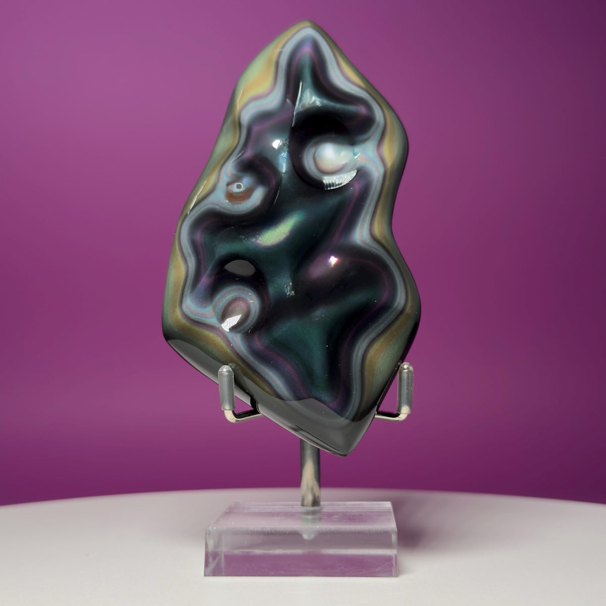 Rainbow Obsidian Free Form with Display Stand | Colorful Banding