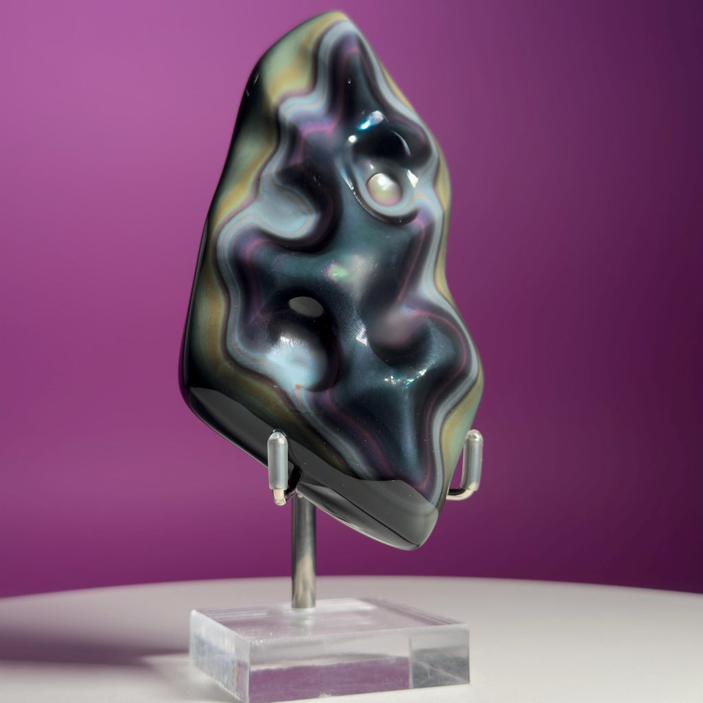 Rainbow Obsidian Free Form with Display Stand | Colorful Banding