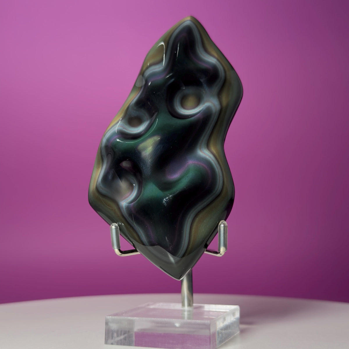 Rainbow Obsidian Free Form with Display Stand | Colorful Banding