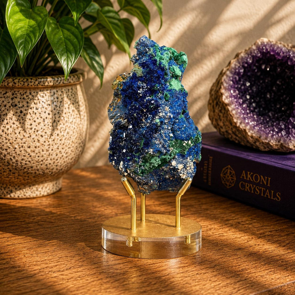 Azurite & Malachite Specimen from Namibia with Display Stand