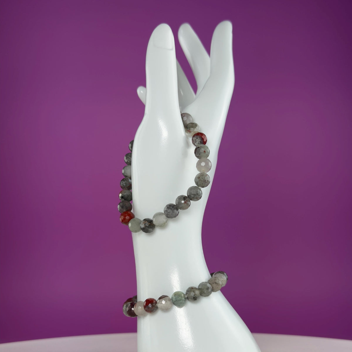 Dragon Blood Jasper Faceted Bracelet – Natural 8.2mm Gemstone Stretch Bracelet