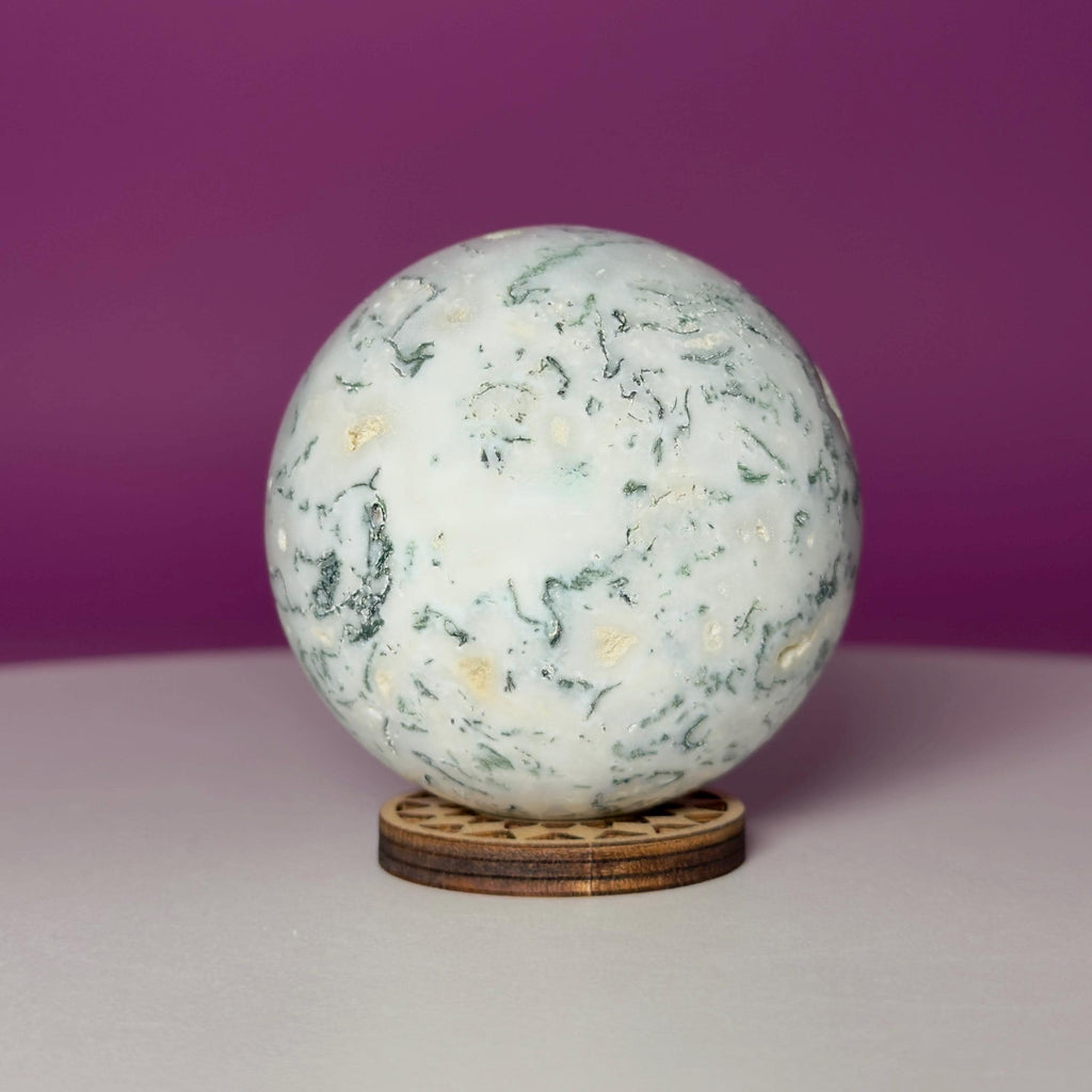 Tree Agate Sphere | Natural Crystal Ball | Druzy Pockets | 224g