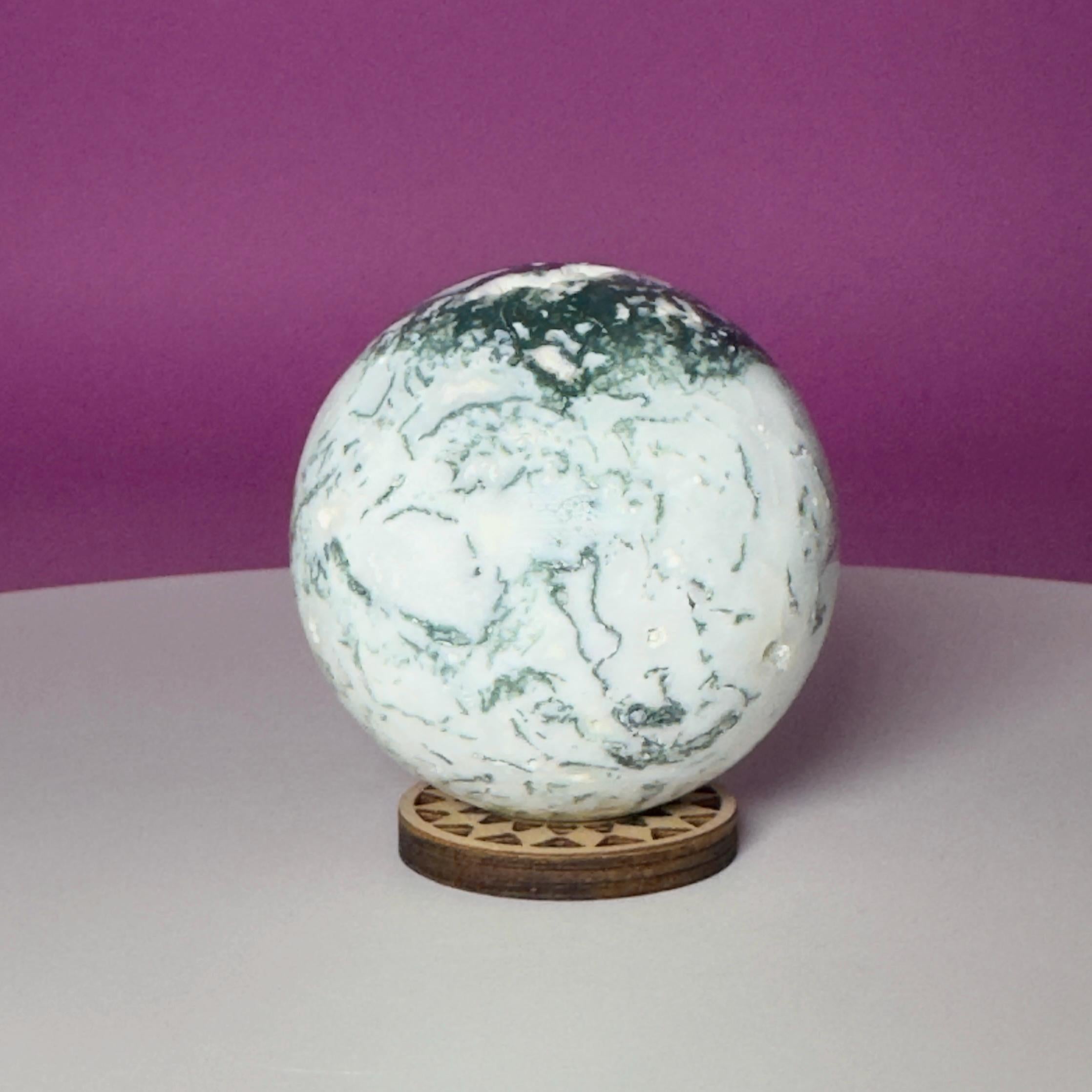 Tree Agate Sphere | Natural Crystal Ball | Druzy Pockets | 224g