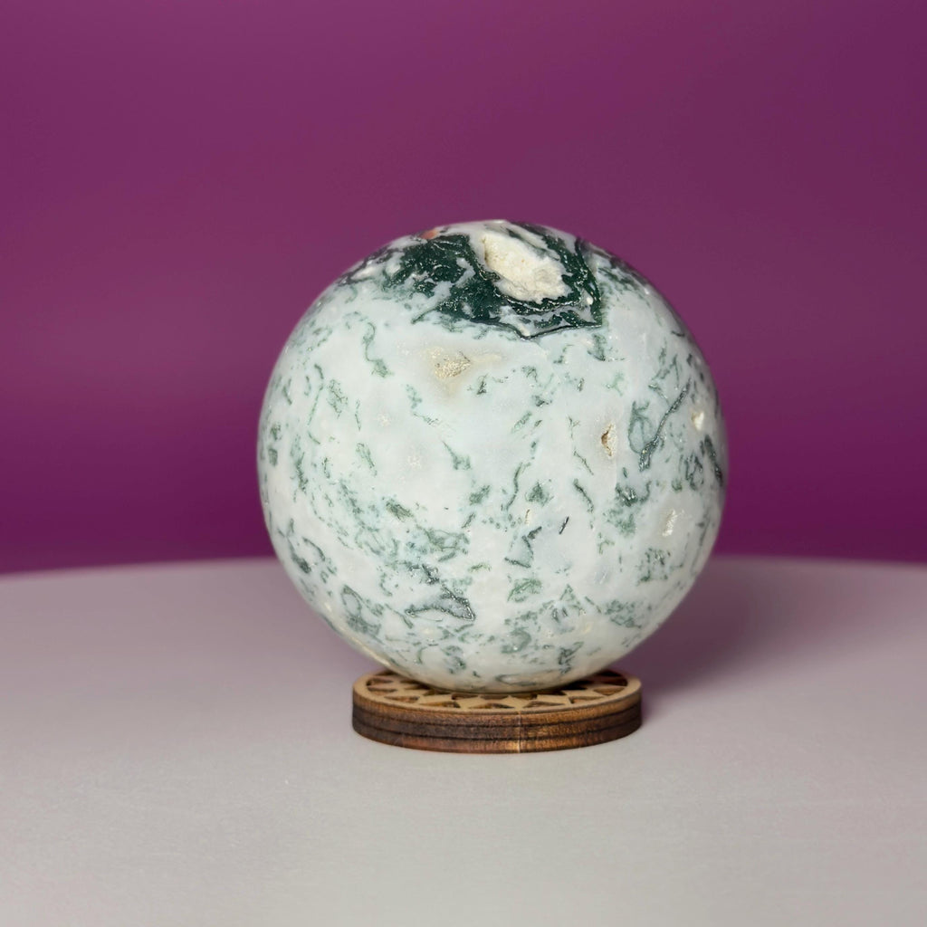 Tree Agate Sphere | Natural Crystal Ball | Druzy Pockets | 224g