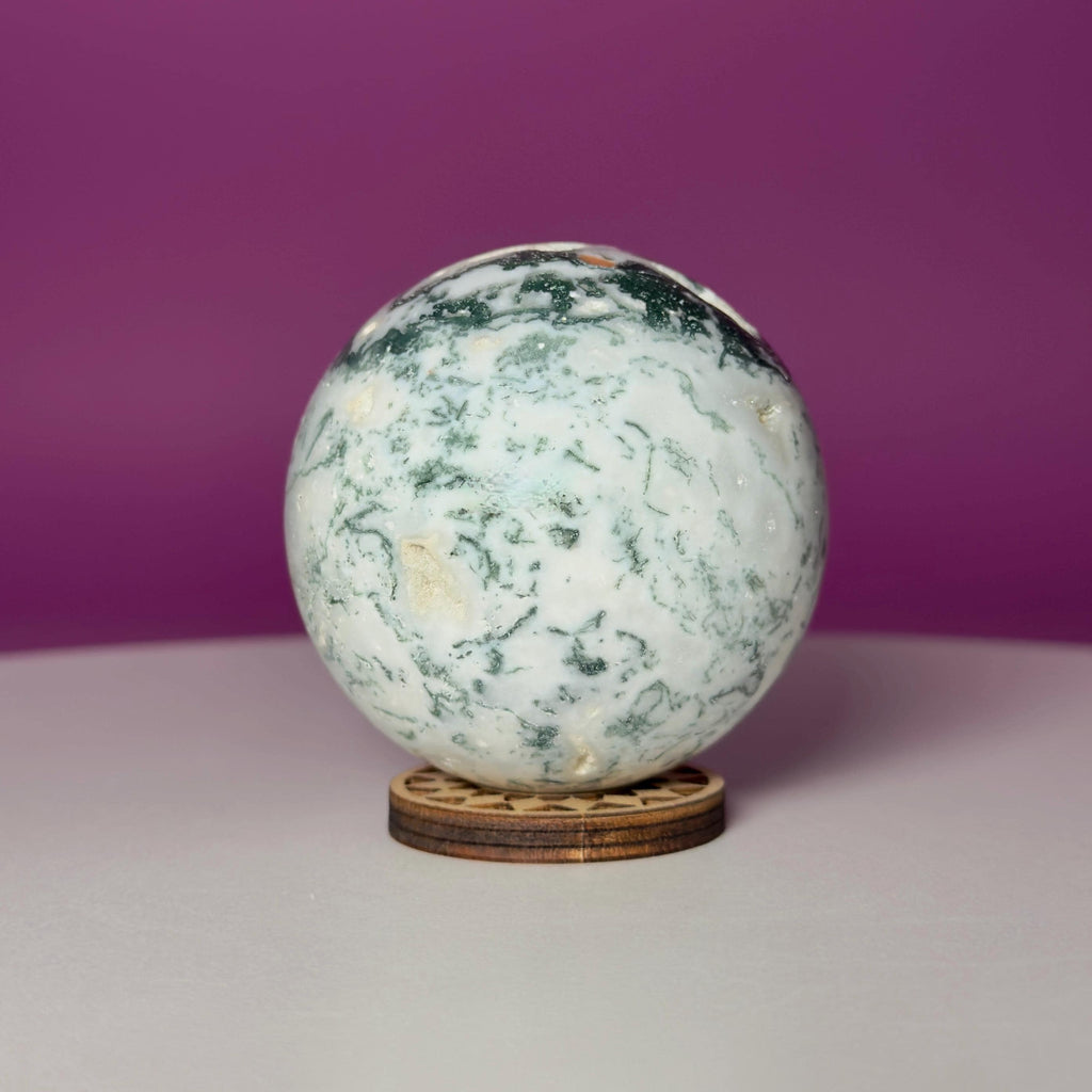 Tree Agate Sphere | Natural Crystal Ball | Druzy Pockets | 224g