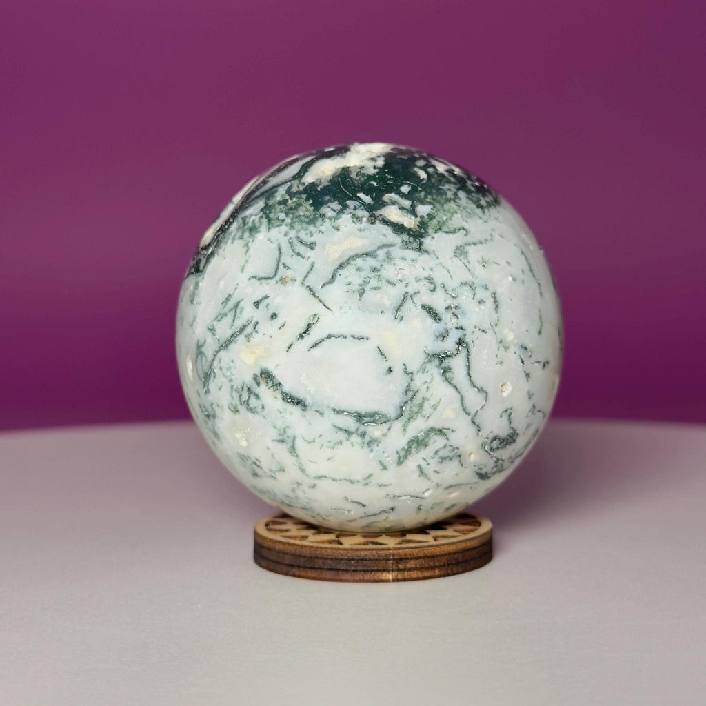 Tree Agate Sphere | Natural Crystal Ball | Druzy Pockets | 224g