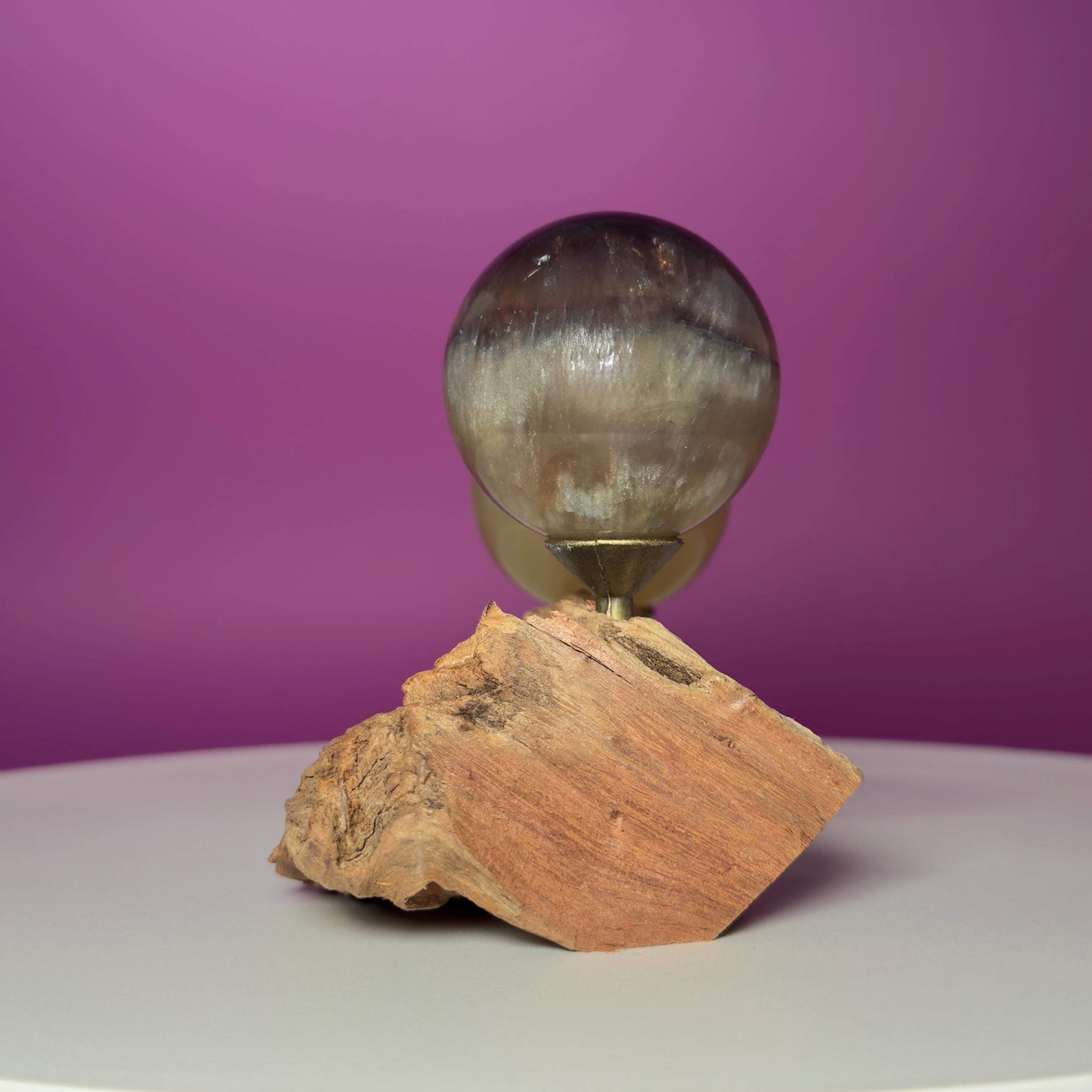 Phantom Fluorite Spheres | UV Reactive Pair | Root Stand | 423g