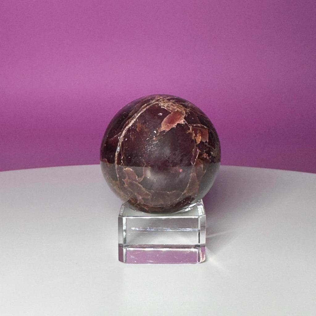 Star Aragonite Sphere with Glass Stand