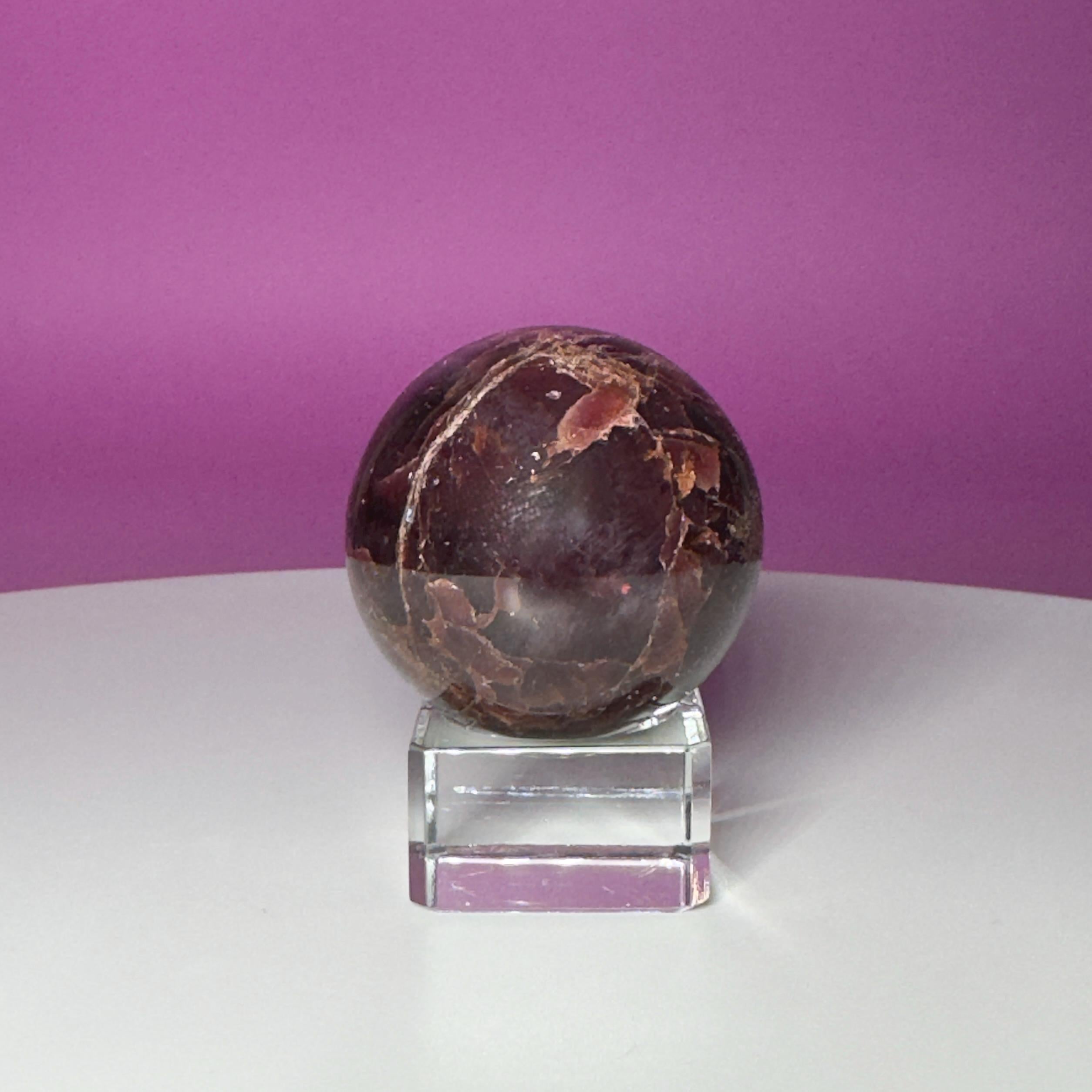 Star Aragonite Sphere with Glass Stand