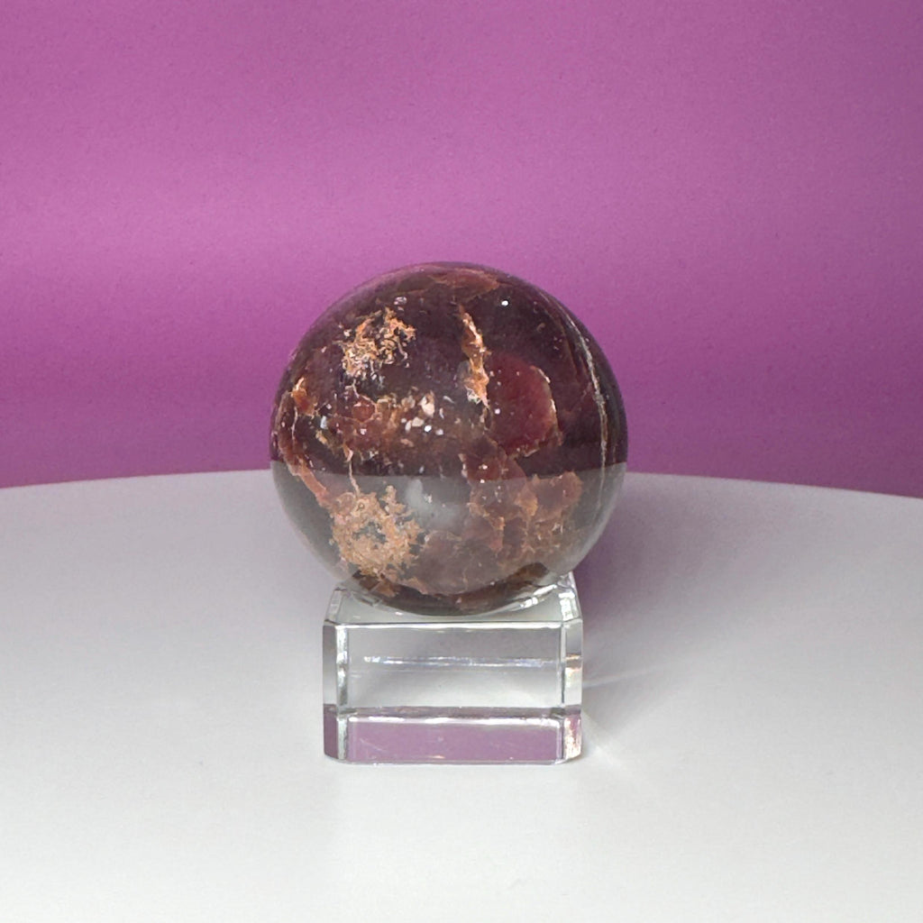 Star Aragonite Sphere with Glass Stand