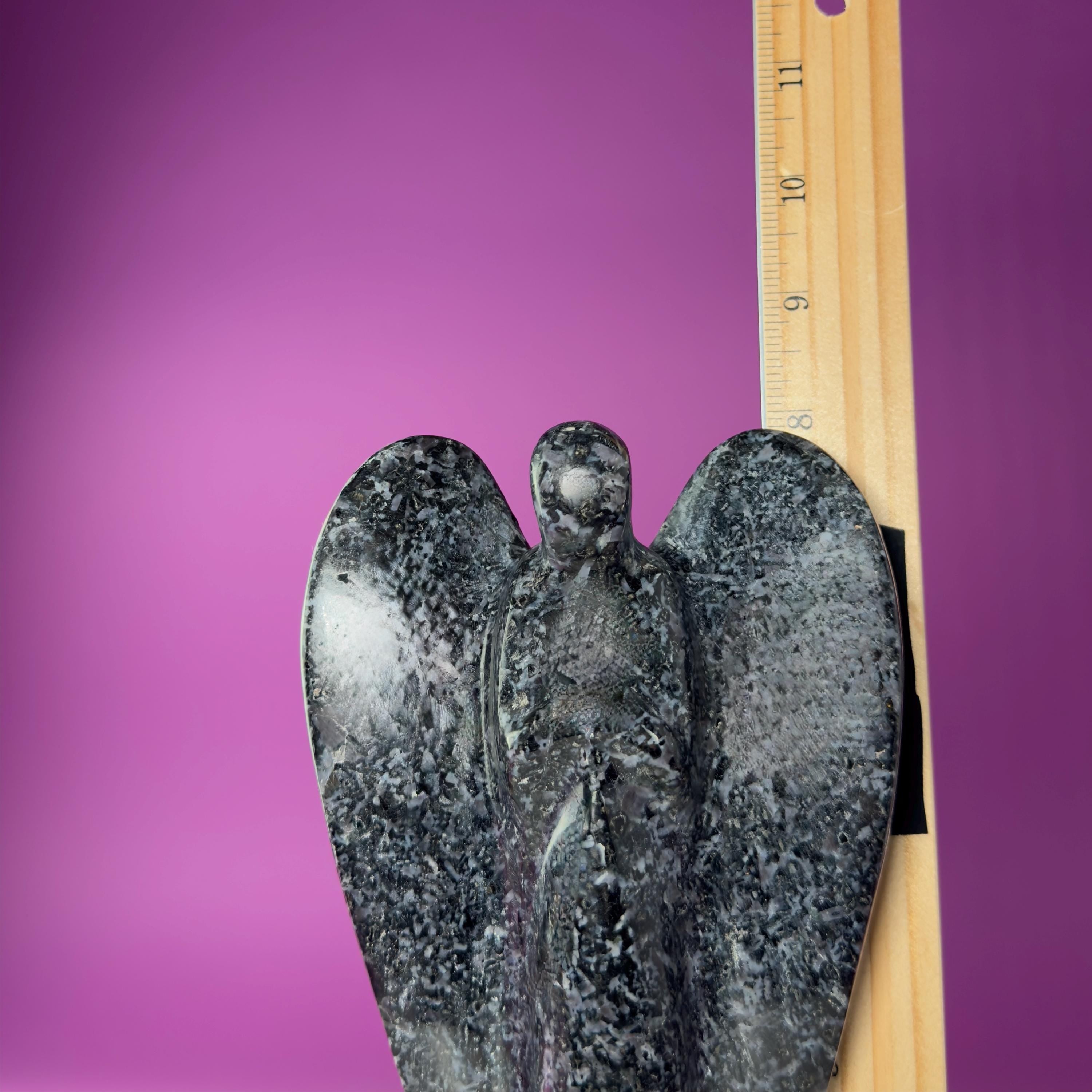 Indigo Gabbro Angel Carving Natural Crystal Guardian Display Piece