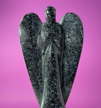 Indigo Gabbro Angel Carving Natural Crystal Guardian Display Piece