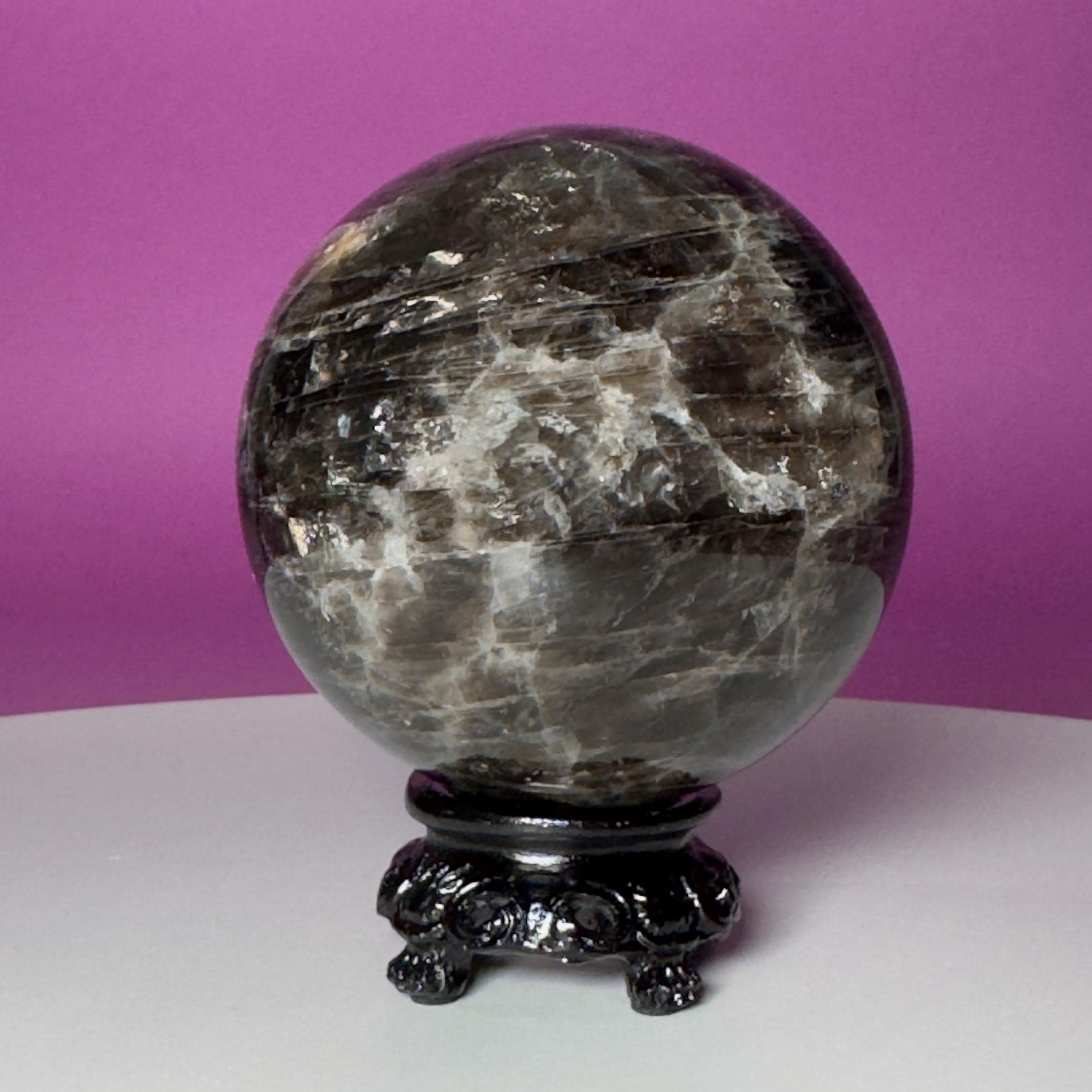 Smoky Quartz Sphere with Black Stand | 70.8mm Crystal Ball