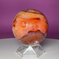 Carnelian Sphere with Acrylic Stand | 75mm Orange Crystal Ball