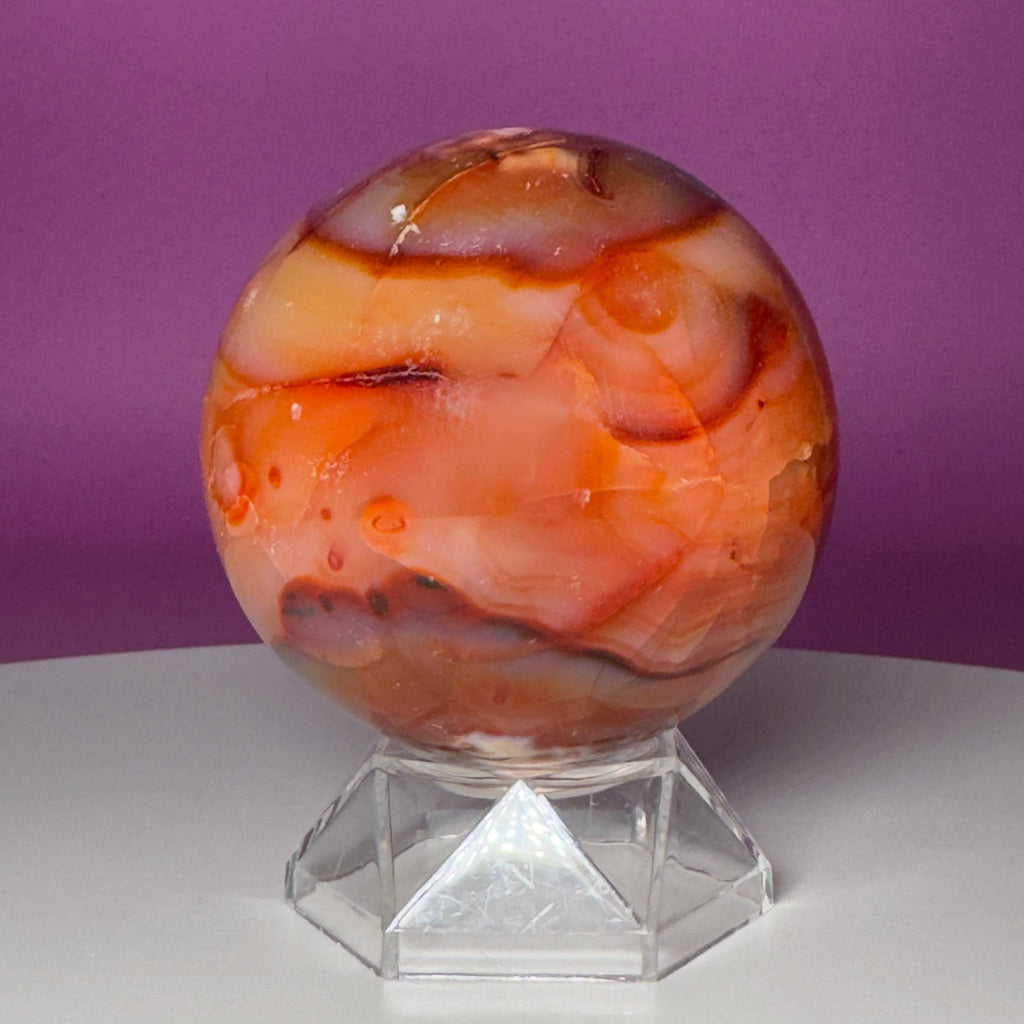 Carnelian Sphere with Acrylic Stand | 75mm Orange Crystal Ball