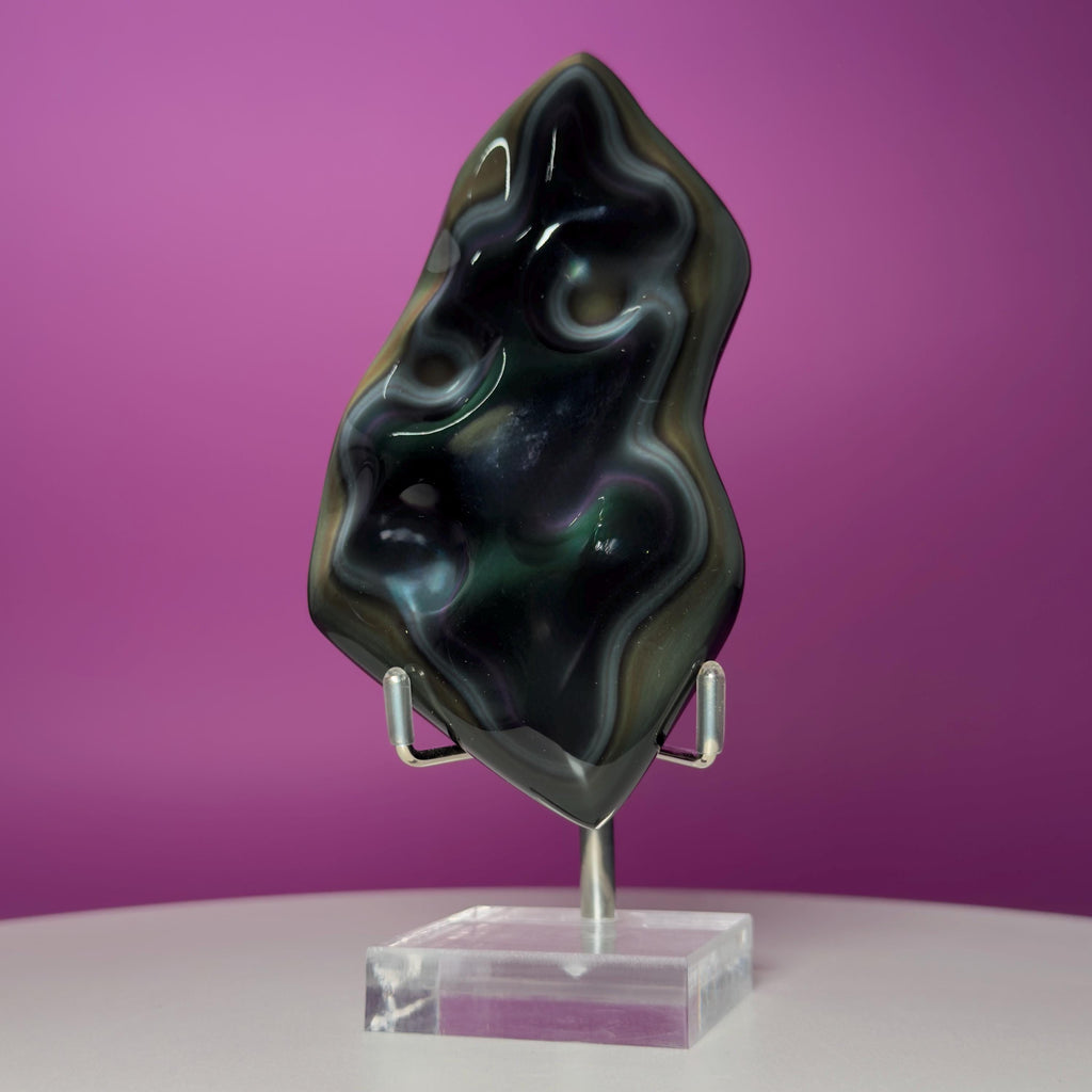 Rainbow Obsidian Free Form with Display Stand | Colorful Banding