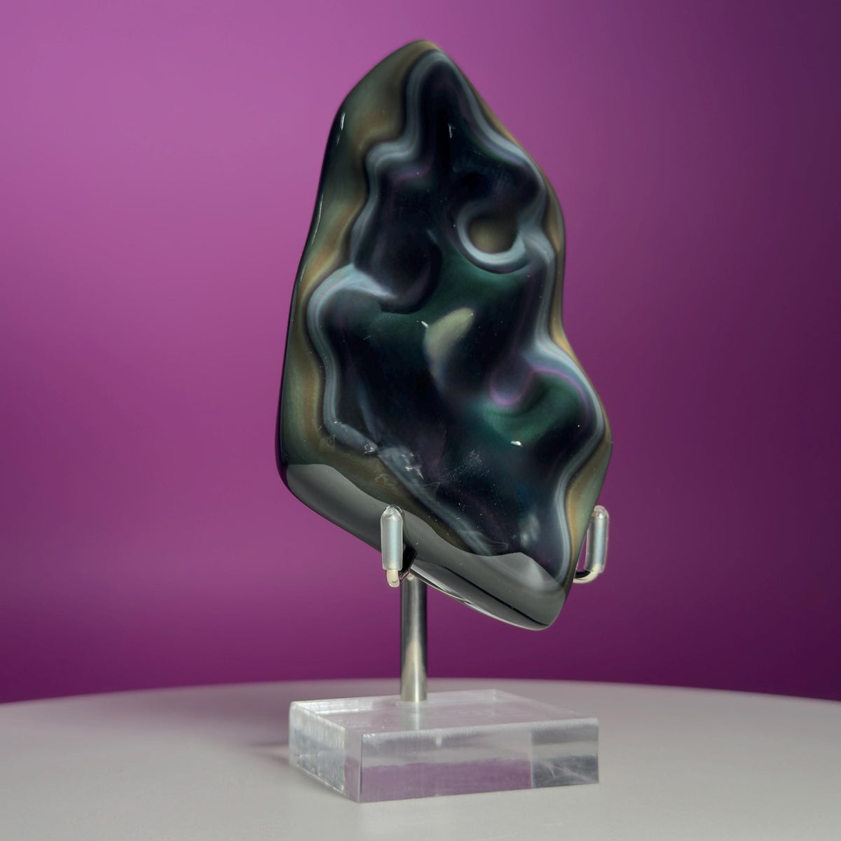 Rainbow Obsidian Free Form with Display Stand | Colorful Banding