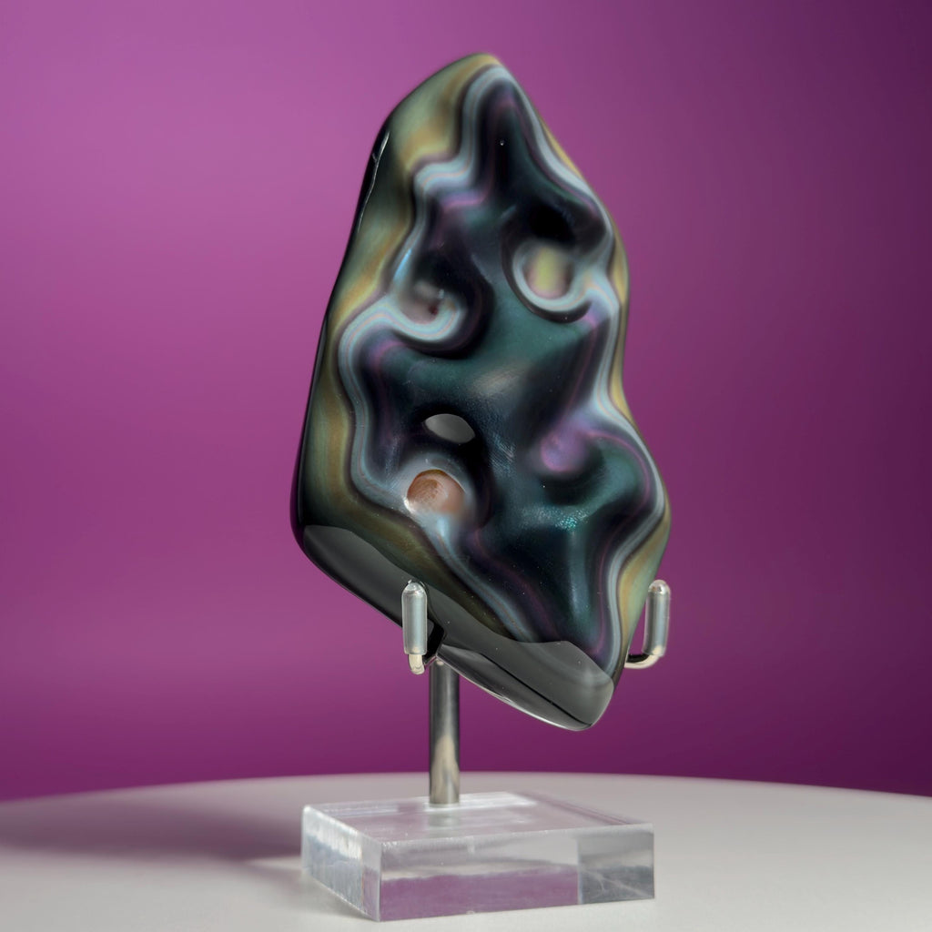 Rainbow Obsidian Free Form with Display Stand | Colorful Banding
