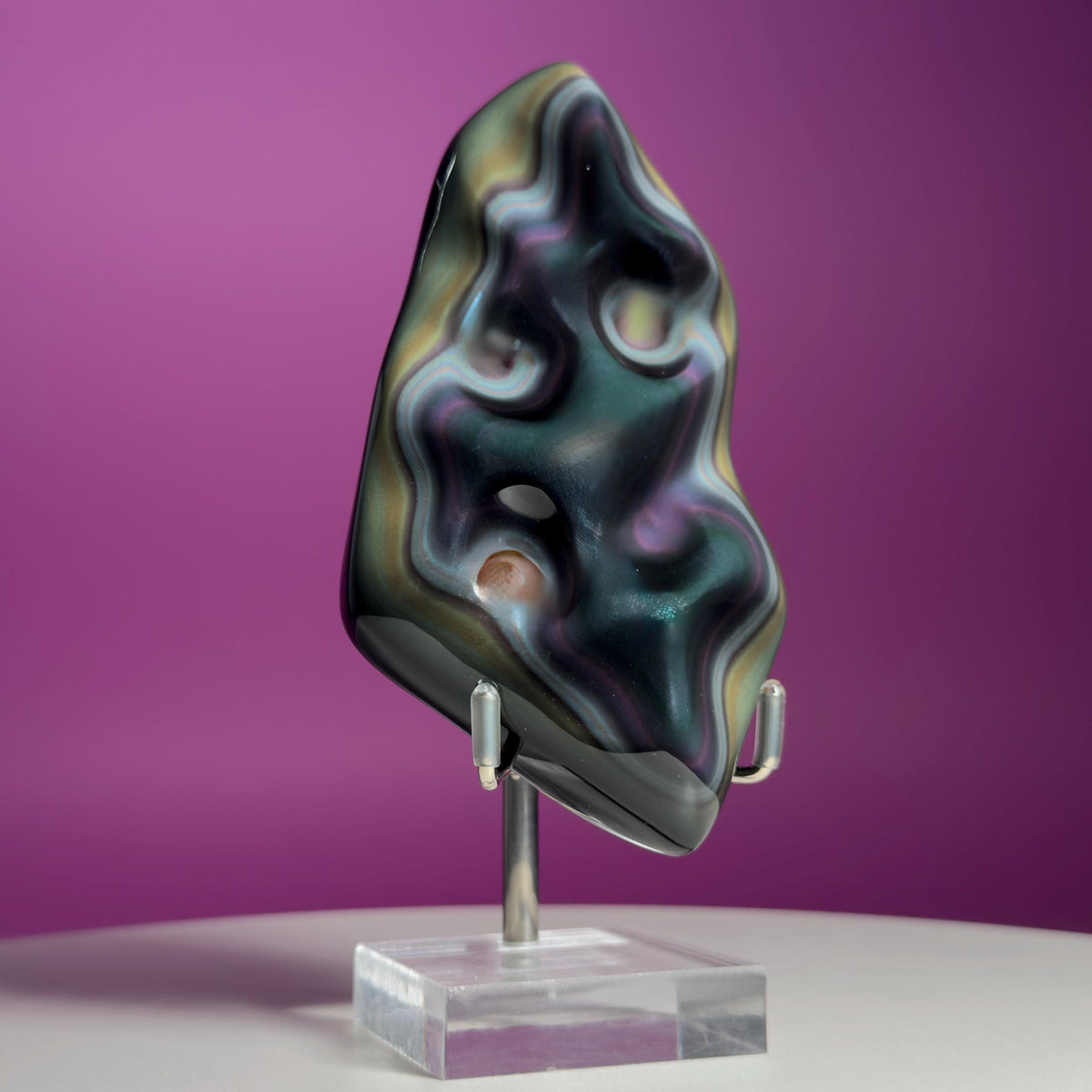 Rainbow Obsidian Free Form with Display Stand | Colorful Banding