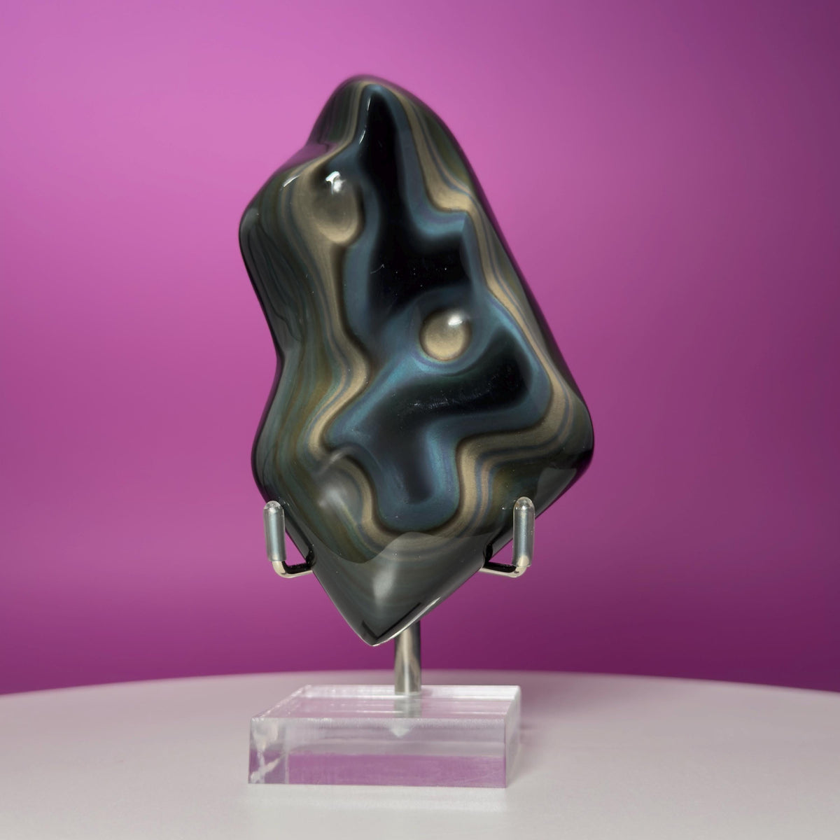 Rainbow Obsidian Free Form with Display Stand | Colorful Banding