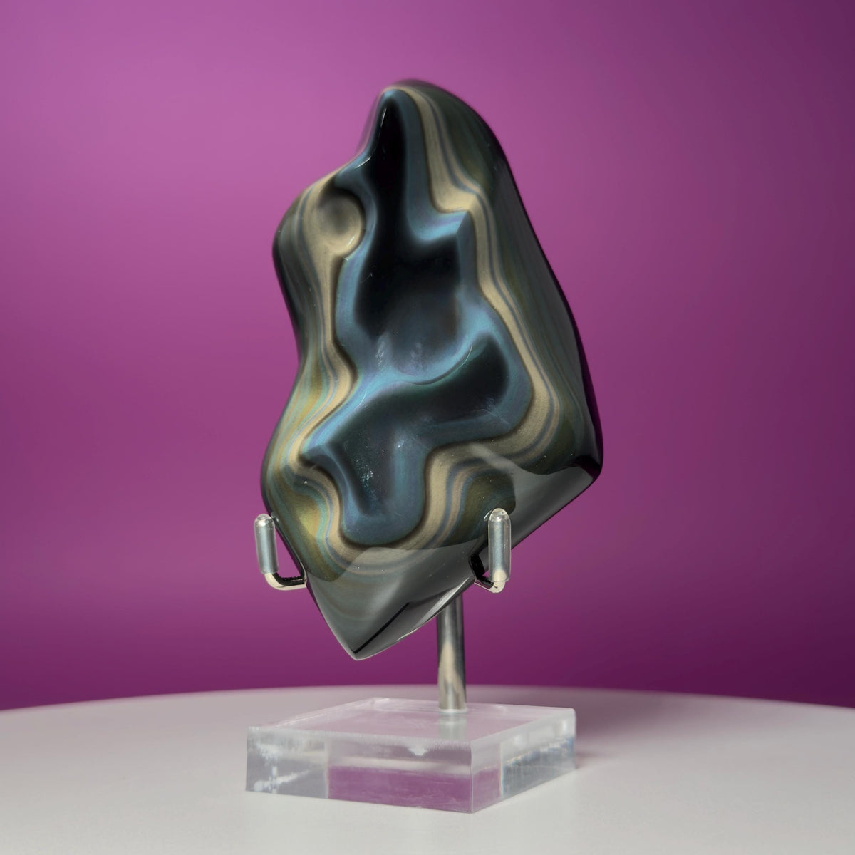 Rainbow Obsidian Free Form with Display Stand | Colorful Banding