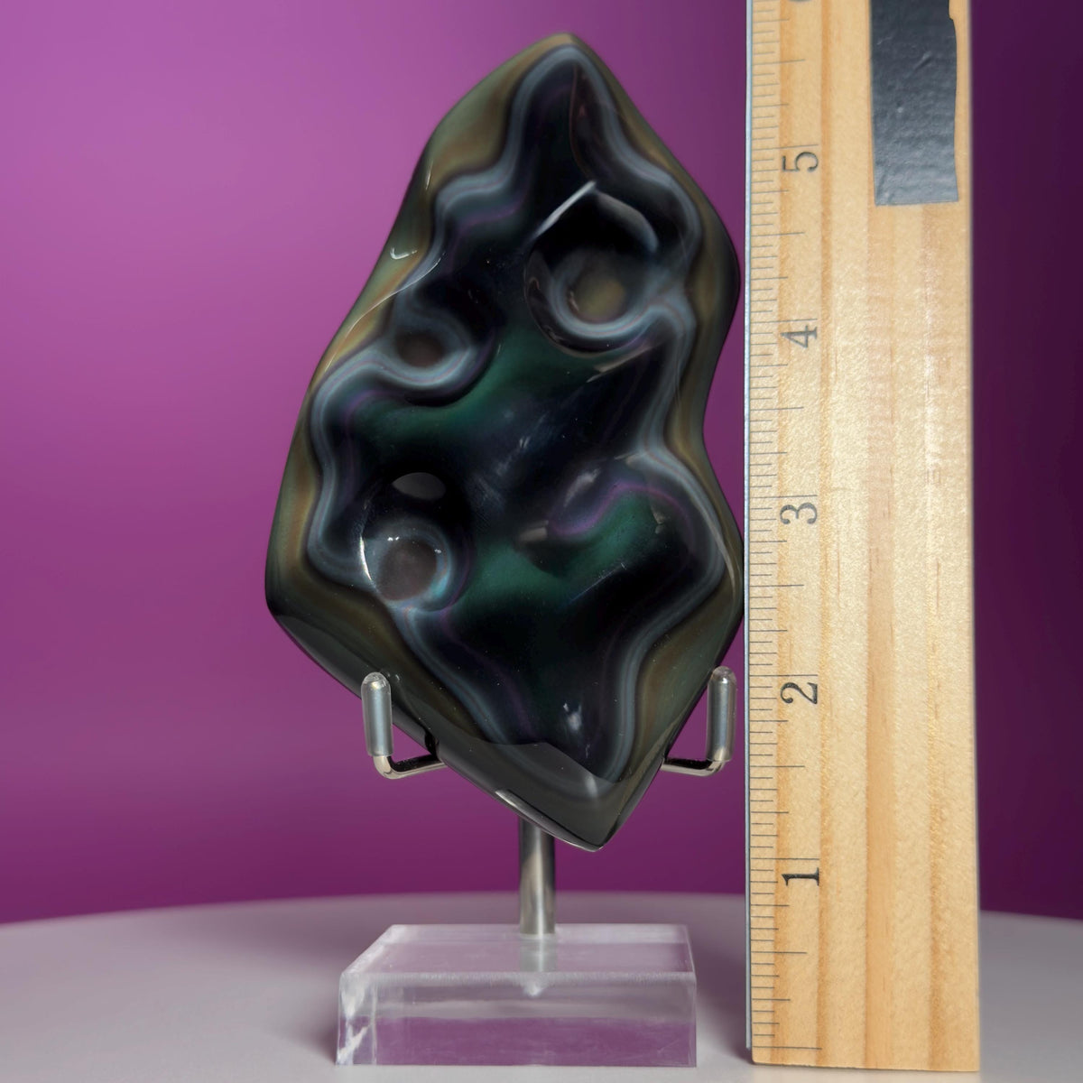 Rainbow Obsidian Free Form with Display Stand | Colorful Banding