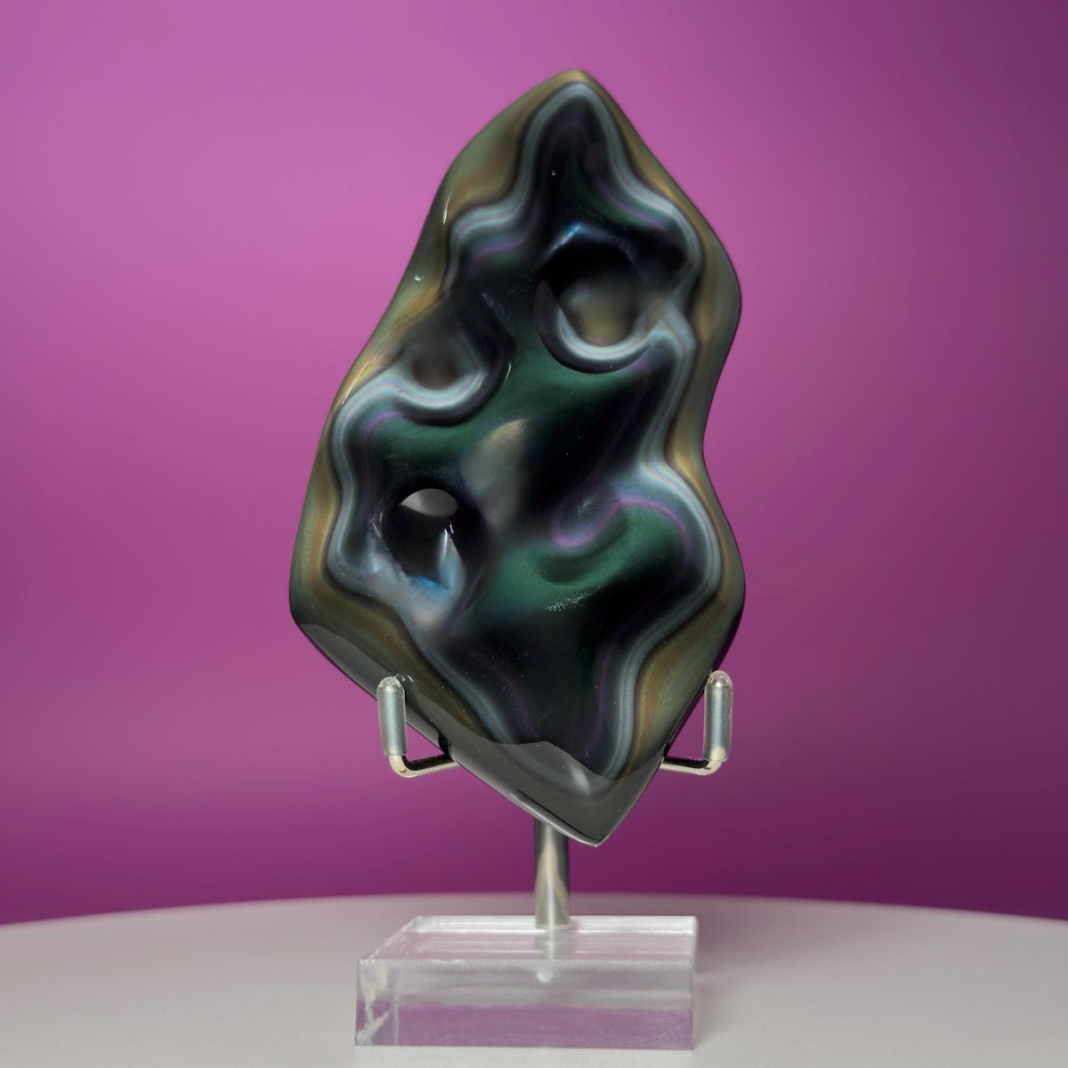 Rainbow Obsidian Free Form with Display Stand | Colorful Banding