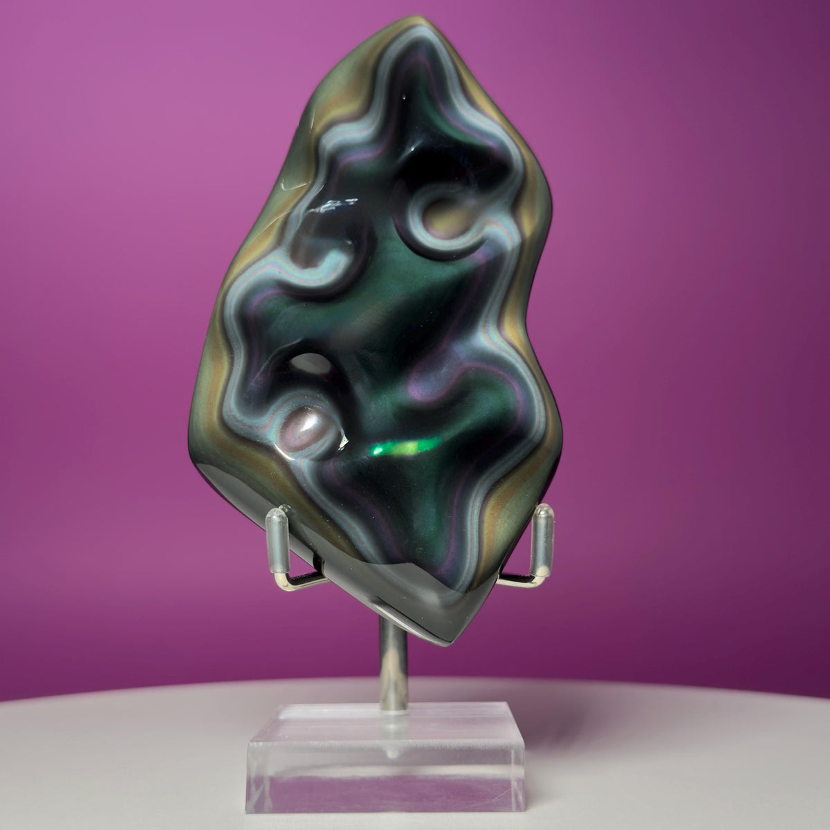 Rainbow Obsidian Free Form with Display Stand | Colorful Banding