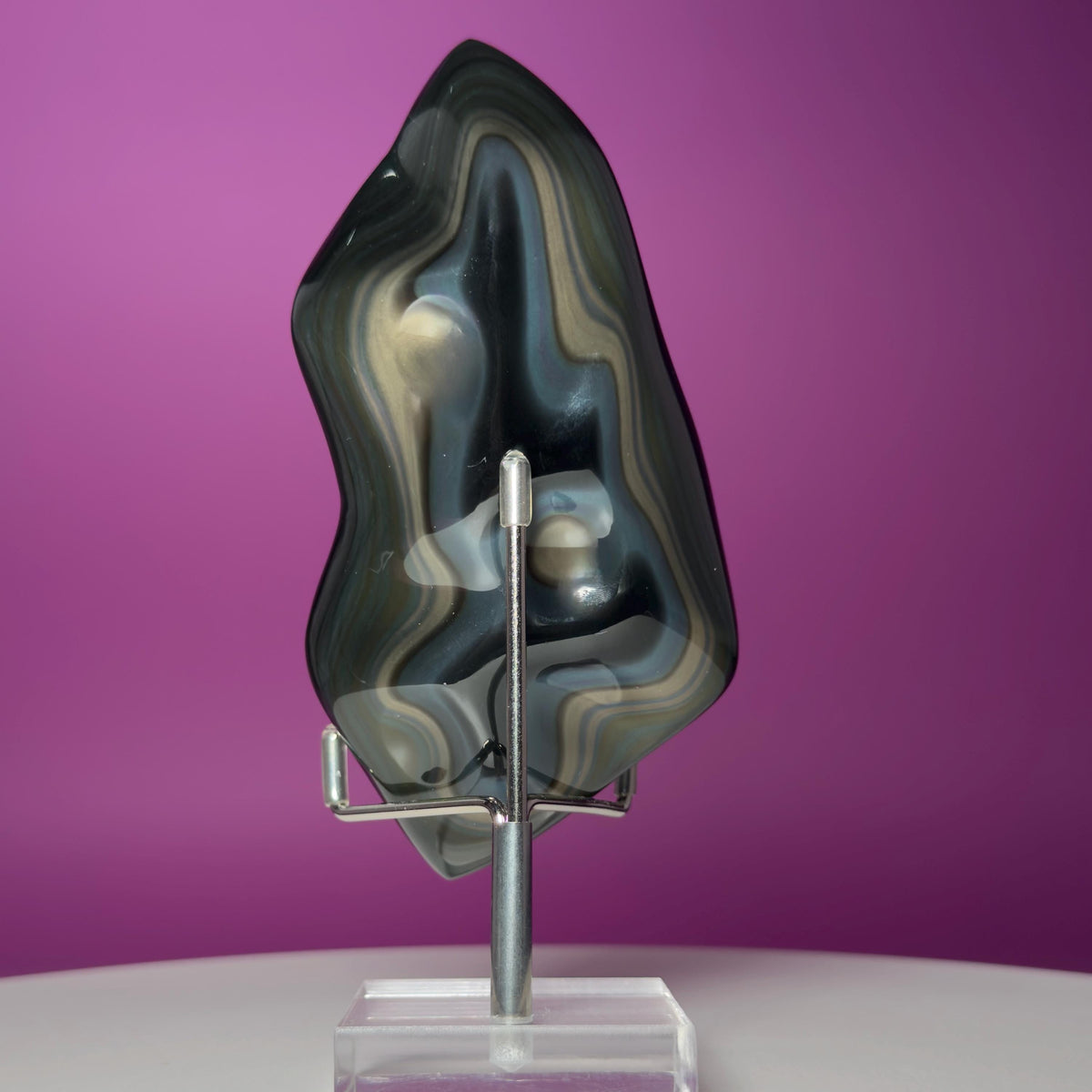 Rainbow Obsidian Free Form with Display Stand | Colorful Banding