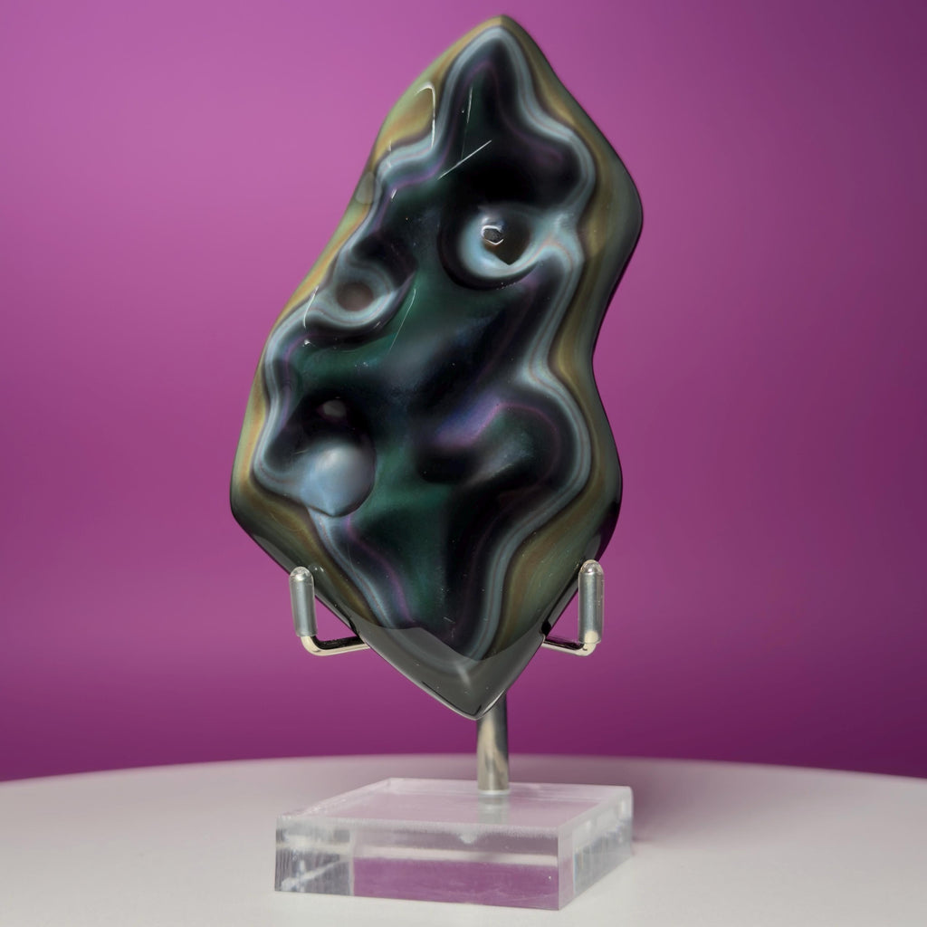 Rainbow Obsidian Free Form with Display Stand | Colorful Banding