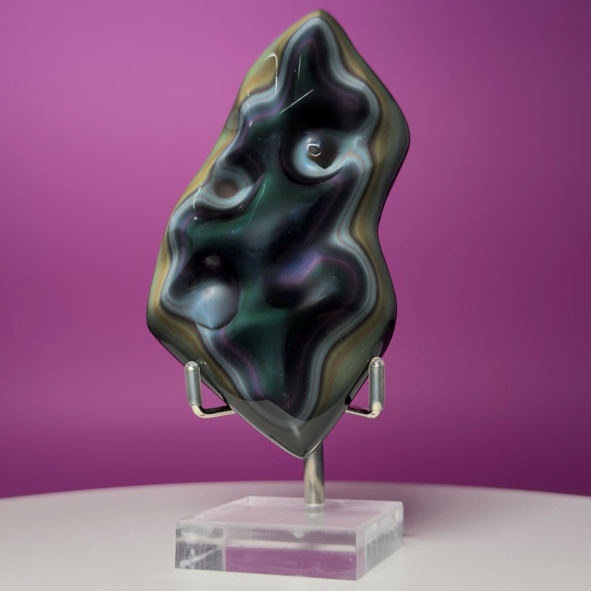Rainbow Obsidian Free Form with Display Stand | Colorful Banding
