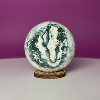 Tree Agate Sphere | Natural Crystal Ball | Druzy Pockets | 224g