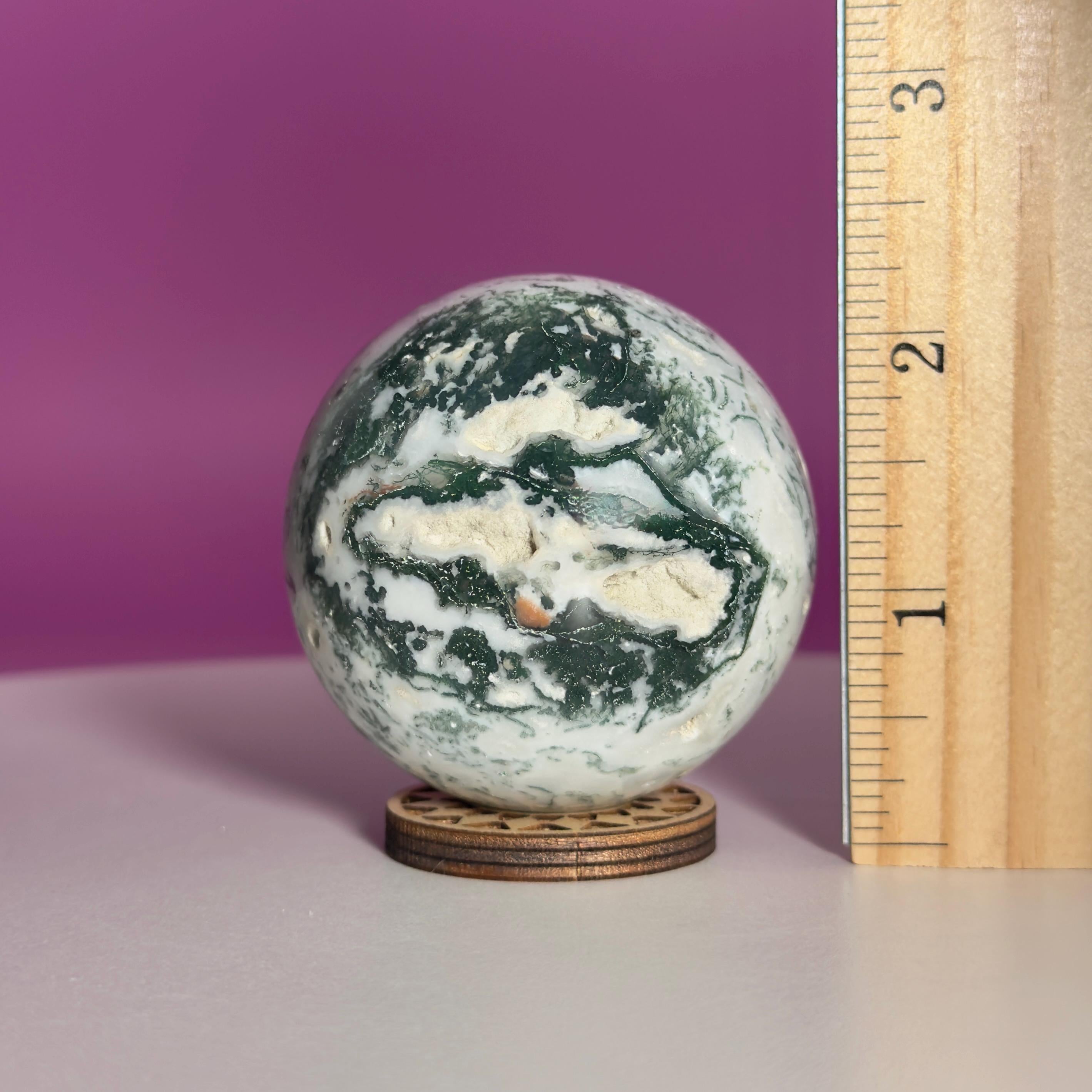 Tree Agate Sphere | Natural Crystal Ball | Druzy Pockets | 224g