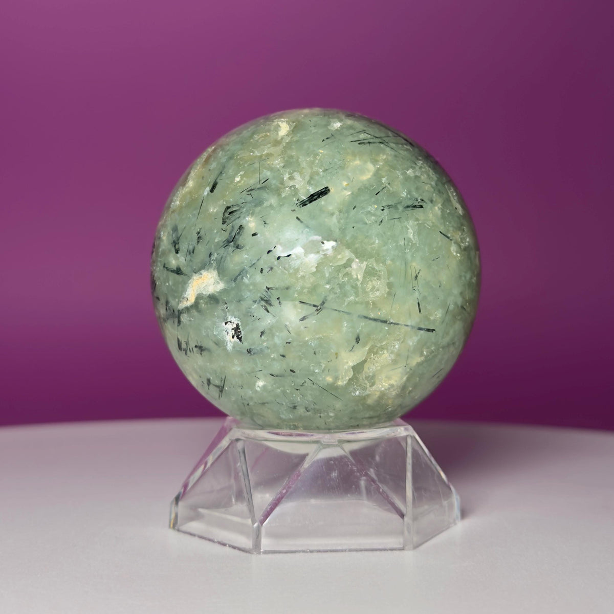 Prehnite Sphere with Acrylic Stand | 58mm Green Crystal