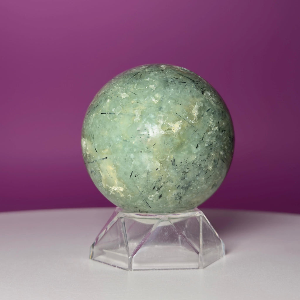 Prehnite Sphere with Acrylic Stand | 58mm Green Crystal