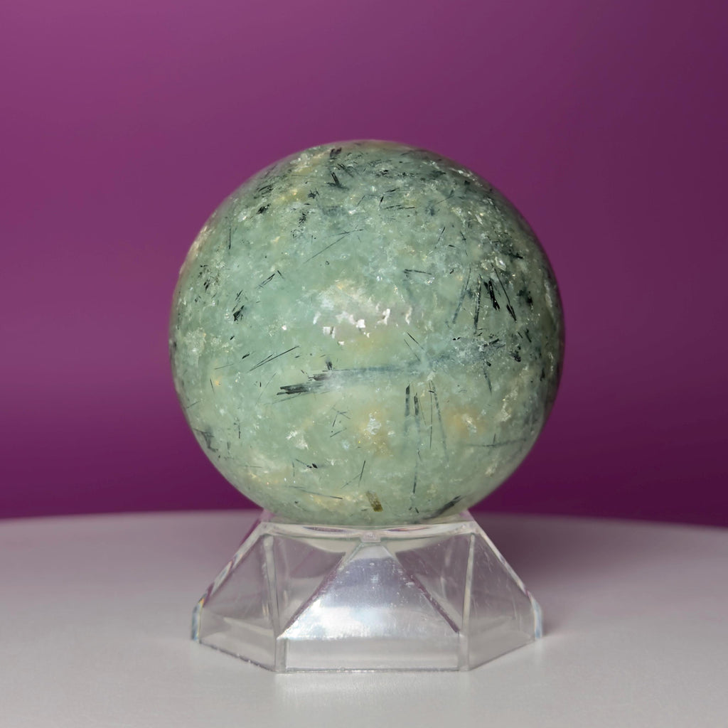 Prehnite Sphere with Acrylic Stand | 58mm Green Crystal