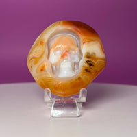 Sardonyx Skull Carving | Crystal Palm Stone | Banded Agate | 83g