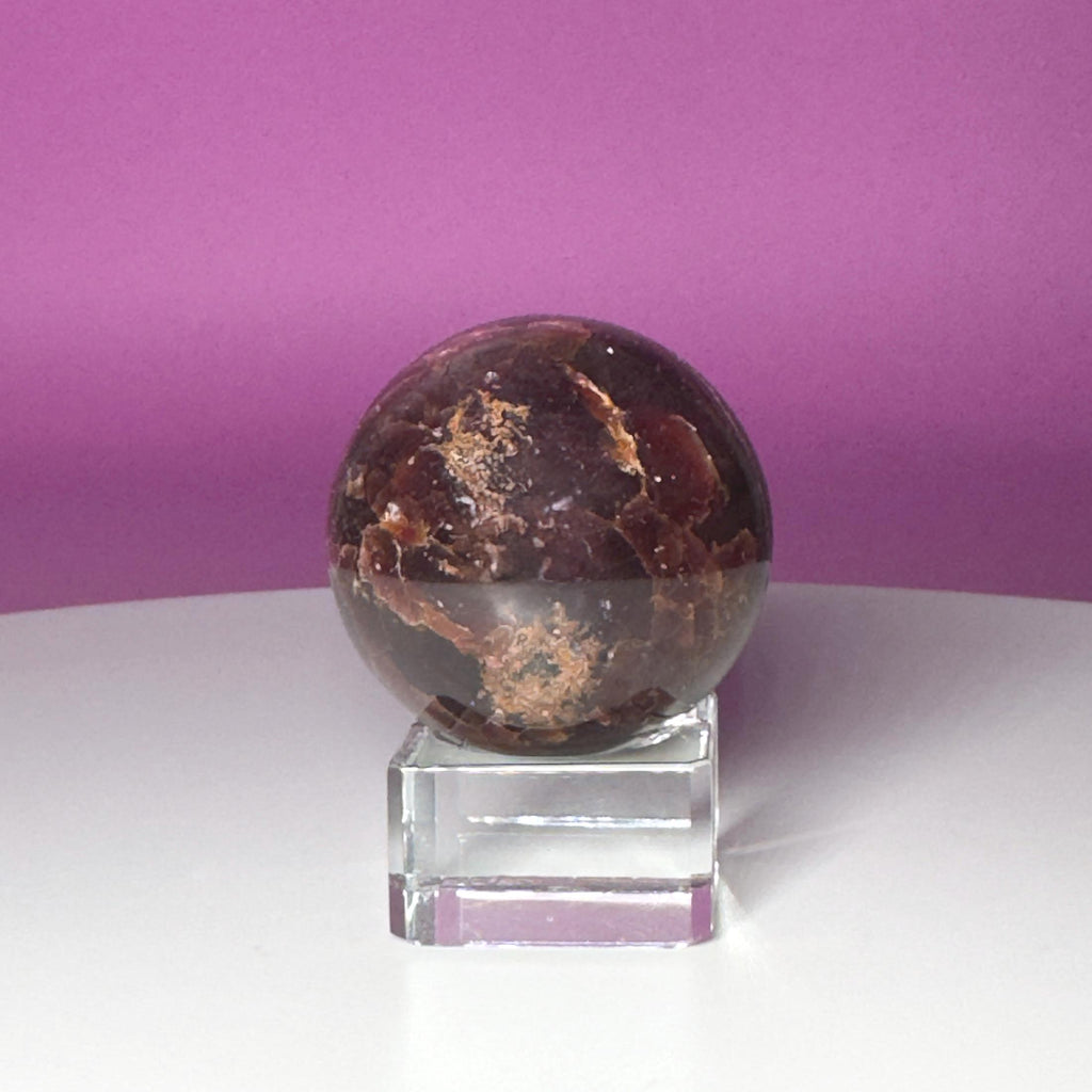 Star Aragonite Sphere with Glass Stand