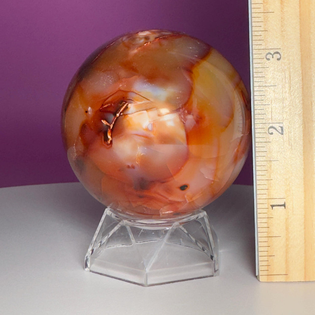Carnelian Sphere with Acrylic Stand | 75mm Orange Crystal Ball