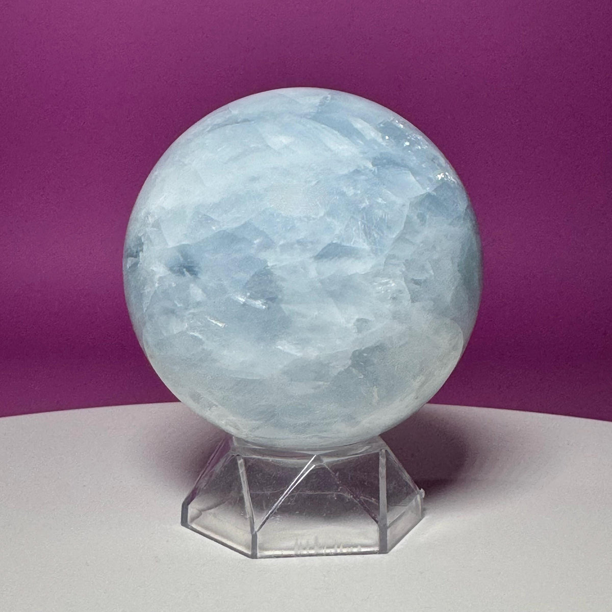 Blue Calcite Sphere with Acrylic Stand | Large Crystal Display