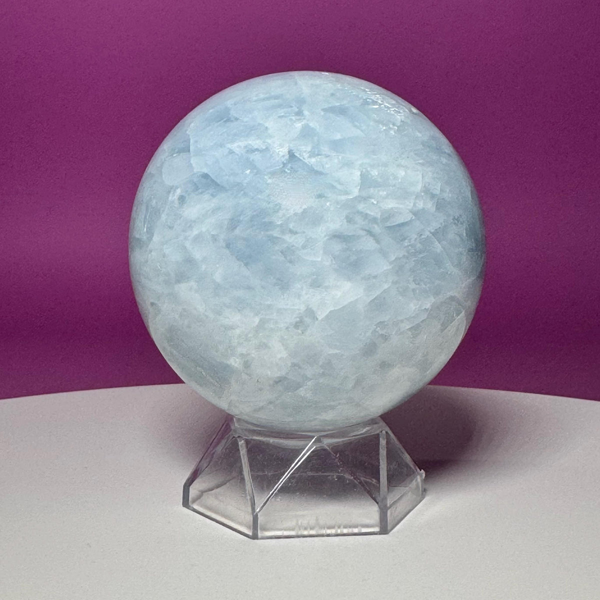 Blue Calcite Sphere with Acrylic Stand | Large Crystal Display