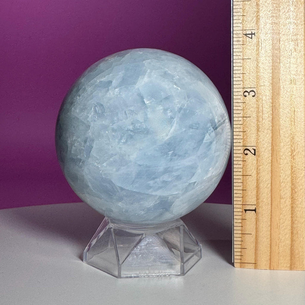Blue Calcite Sphere with Acrylic Stand | Large Crystal Display