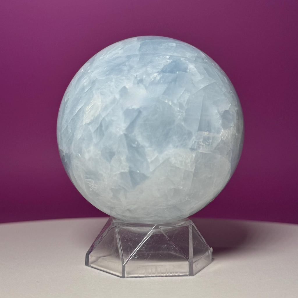 Blue Calcite Sphere with Acrylic Stand | Large Crystal Display