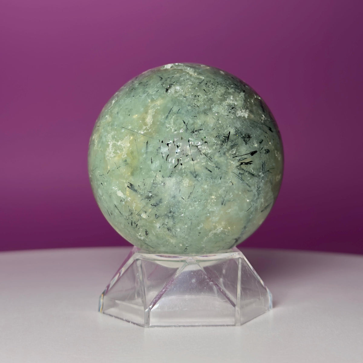 Prehnite Sphere with Acrylic Stand | 58mm Green Crystal