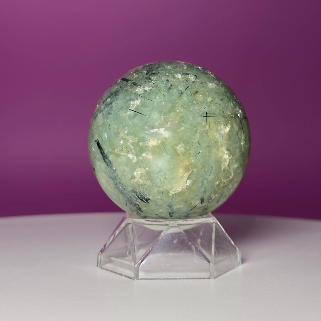 Prehnite Sphere with Acrylic Stand | 58mm Green Crystal