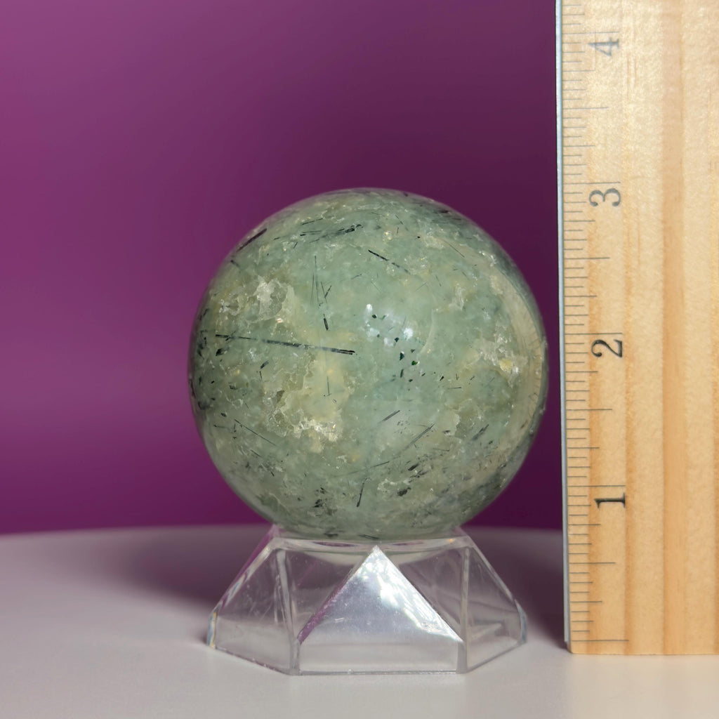 Prehnite Sphere with Acrylic Stand | 58mm Green Crystal